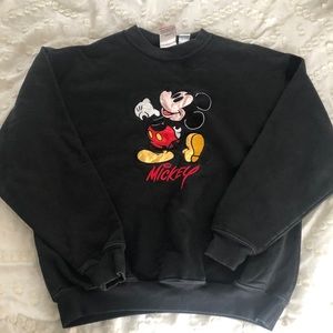 Vintage Mickey Mouse Crew Neck Pullover Sweater